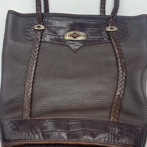 Brighton Vintage Brown Leather Braided Shoulder Bag BRN5279C - Picture 2 of 13
